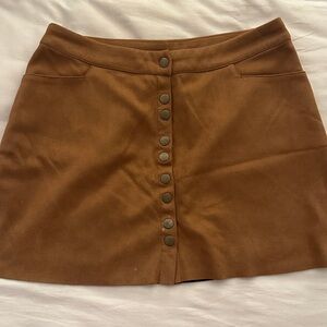 Sage Brown Button-Front Mini Skirt